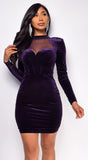 Gracie Dark Purple Velvet Mini Dress