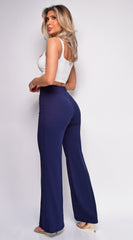 Ellery Navy Blue High Waist Flare Pants