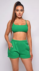 Essential Green Shorts & Crop Top Lounge Set