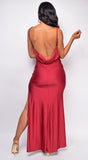 Bryn Red Drape Low back Gown