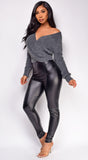 Amalie Gray Wrap Long Sleeve Sweater Top