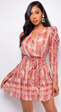 Peru Pink Multi Color Print Dress