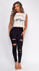 Moving On Black Distressed Jeans