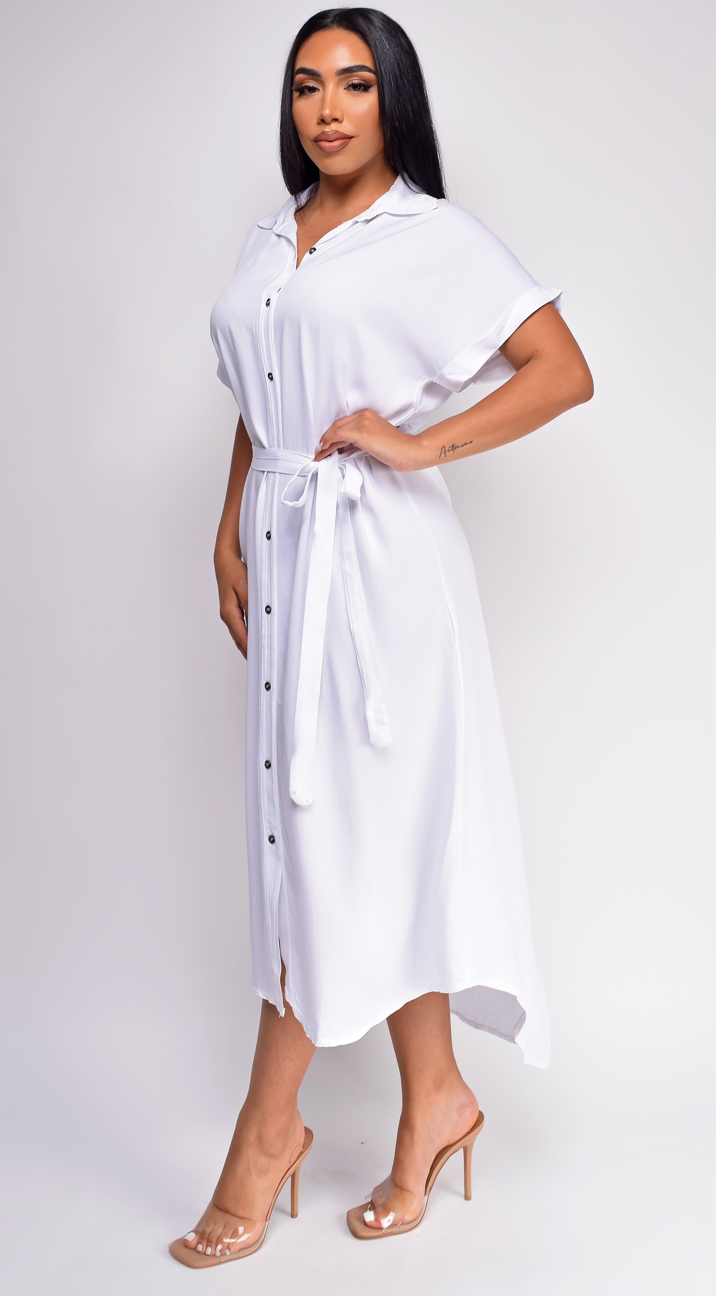 Blakely White Button Down Shirt Dress