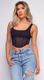 Janice Black Mesh Corset Top