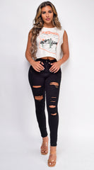 Moving On Black Distressed Jeans