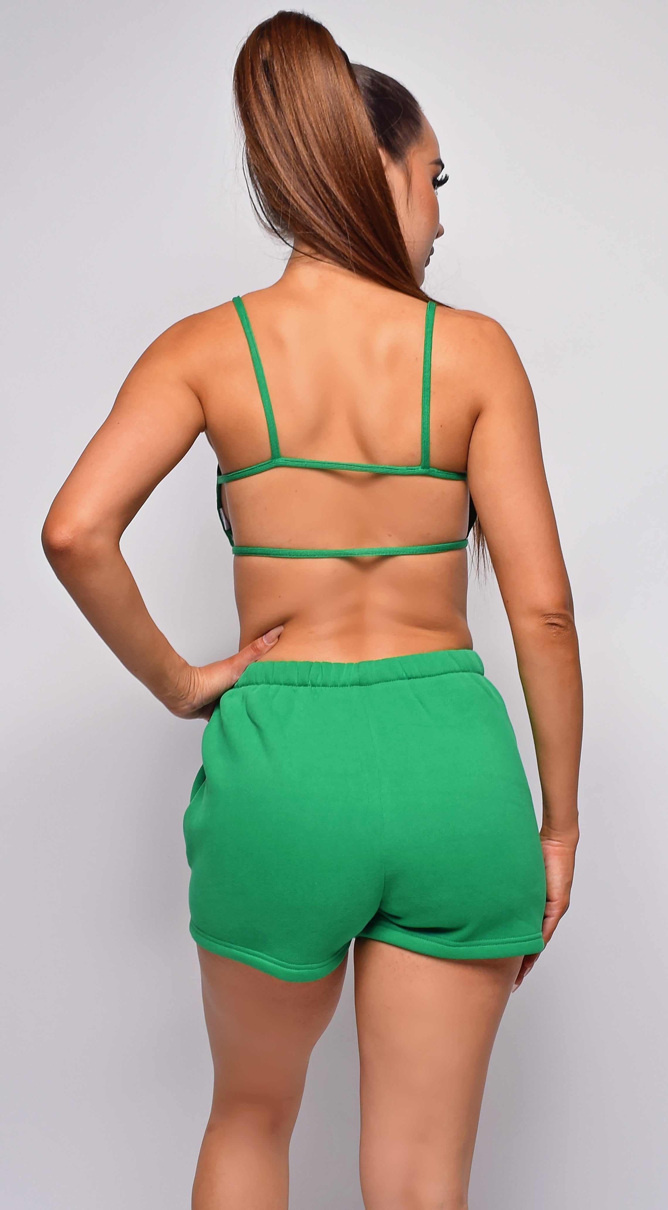 Essential Green Shorts & Crop Top Lounge Set