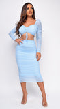 Kora Blue Ruched Mesh Set