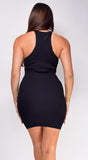 Meira Black Halter Ribbed Mini Dress