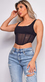 Janice Black Mesh Corset Top