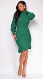 Perla Green Cable Knit Midi Dress