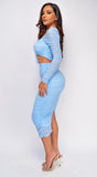 Kora Blue Ruched Mesh Set