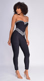 Jenna Black Embellished Gem Bandage Jumpsuit