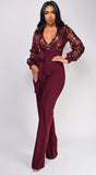 Eve Wine Red Sequin Jumpsuit