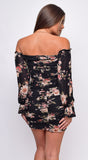 Bellina Black Floral Off Shoulder Mini Dress