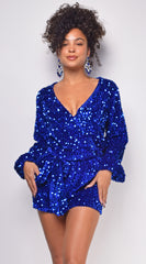 Emaline Royal Blue Sequin Romper