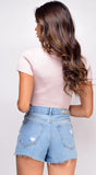 Bondi Pink Short Sleeve Collared Sweater Crop Top