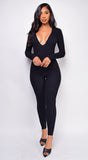Lille Black V Plunge Neck Jumpsuit