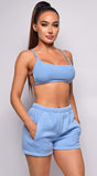 Go For It Baby Blue Shorts & Crop Top Lounge Set