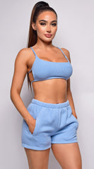 Go For It Baby Blue Shorts & Crop Top Lounge Set