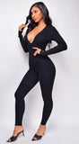 Lille Black V Plunge Neck Jumpsuit