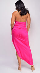 After Midnight Fuchsia Pink Satin Maxi Dress