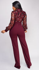 Eve Wine Red Sequin Jumpsuit
