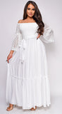 Amaya White Off Shoulder Maxi Dress