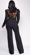 Lori Black Sequin Jumpsuit close-up of sequin detailing