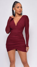 Adaly Ruby Red Wrap Dress close-up of wrap construction
