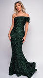 Elena Green One Shoulder Sequin Gown