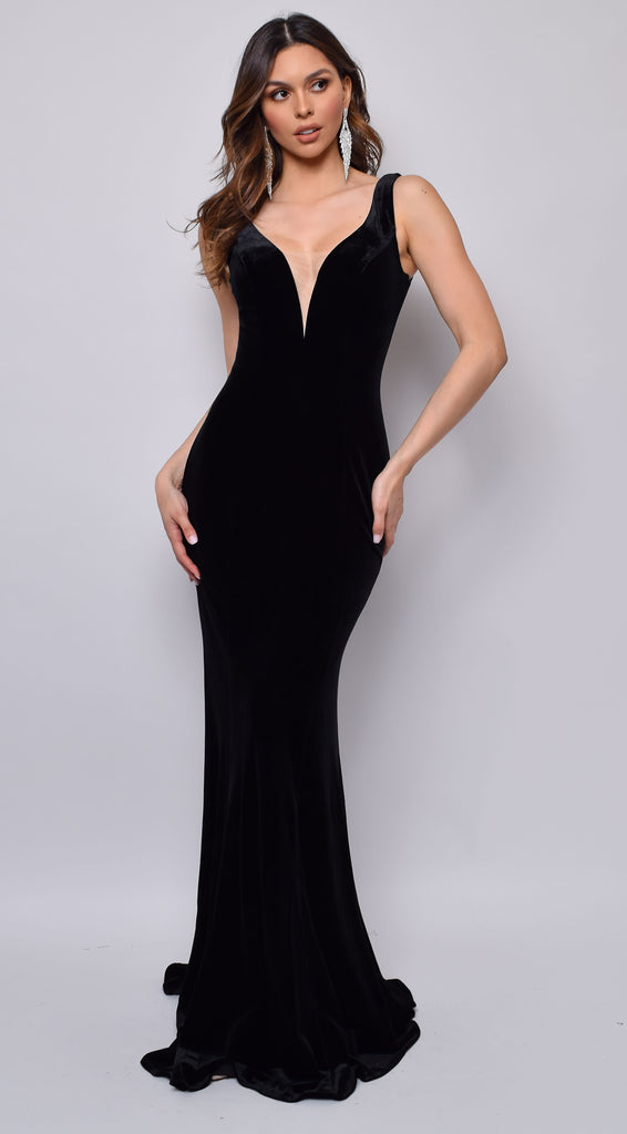 Joella Black Velvet Gown Dress – Emprada