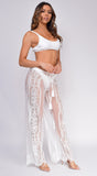 Long Island White Mesh Lace Cover Up Pants
