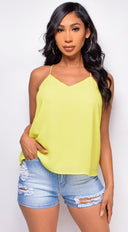 Lily Green Lime Classic Top full length front view on model