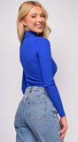 Kimber Royal Blue Ribbed High Neck Bodysuit