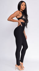 Charmaine Black Lace Front Bandage Jumpsuit