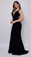 Joella Black Velvet Gown Dress