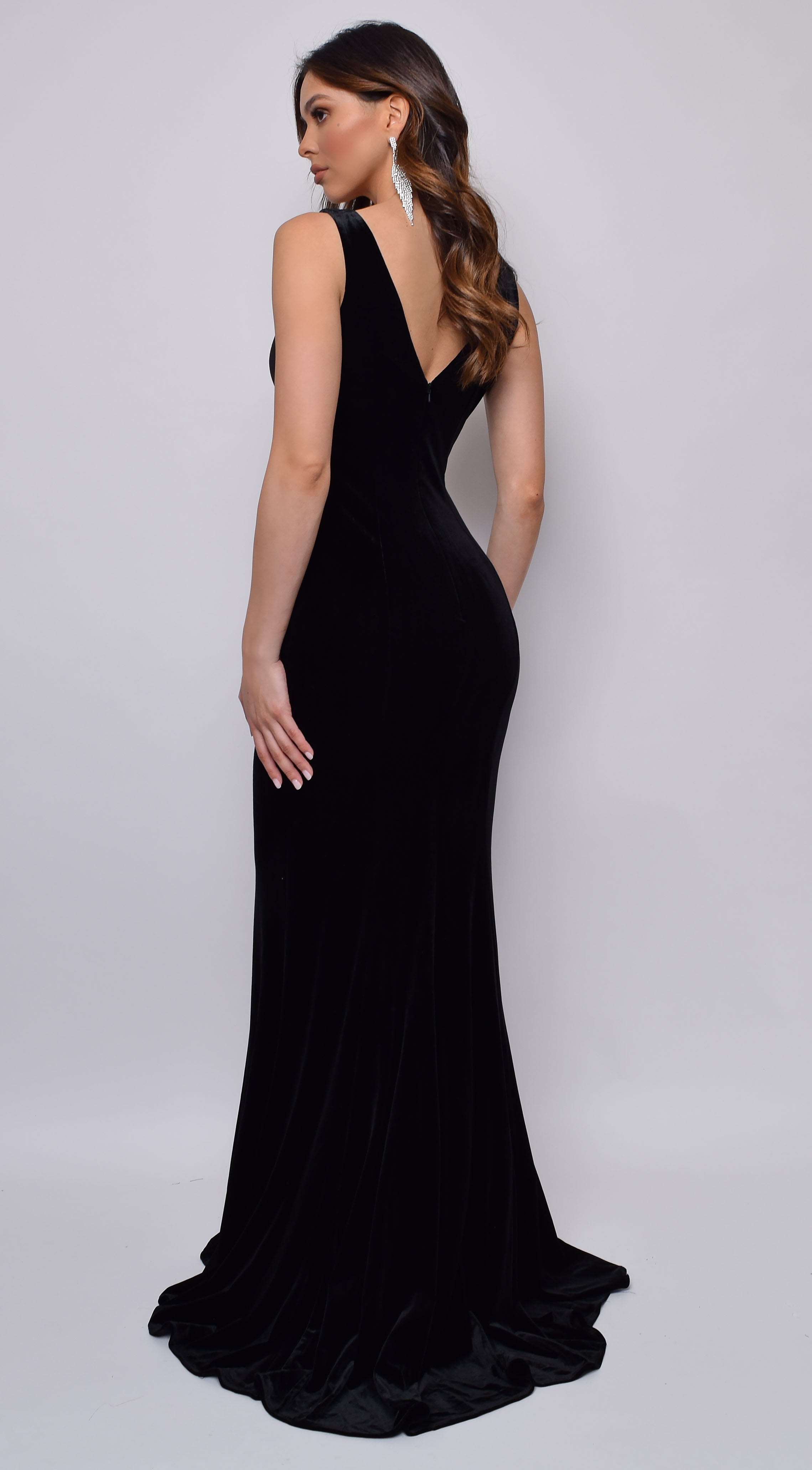 Joella Black Velvet Gown Dress