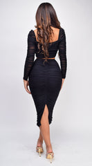 Kora Black Ruched Mesh Set