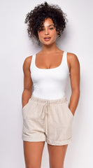 Lalita Beige Linen Shorts