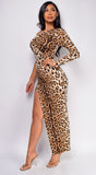 Berlin Brown Leopard Print Maxi Dress