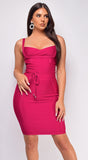 Lucila Dark Pink Belted Bandage Dress
