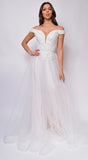 Nicole Sweetheart Neckline A-Line Lace Off Shoulder Layered Tulle Skirt Bridal Gown