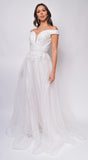 Nicole Sweetheart Neckline A-Line Lace Off Shoulder Layered Tulle Skirt Bridal Gown