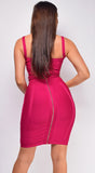Lucila Dark Pink Belted Bandage Dress