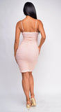 Perrie Powder Pink Ruched Mesh Dress