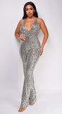 Gianella Bronze Brown Deep V Sequin Jumpsuit