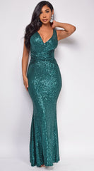 Milan Emerald Green Sequin Gown