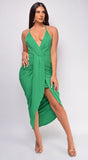 Reed Green Front Drape Midi Dress
