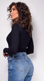 Kimber Black Ribbed High Neck Bodysuit
